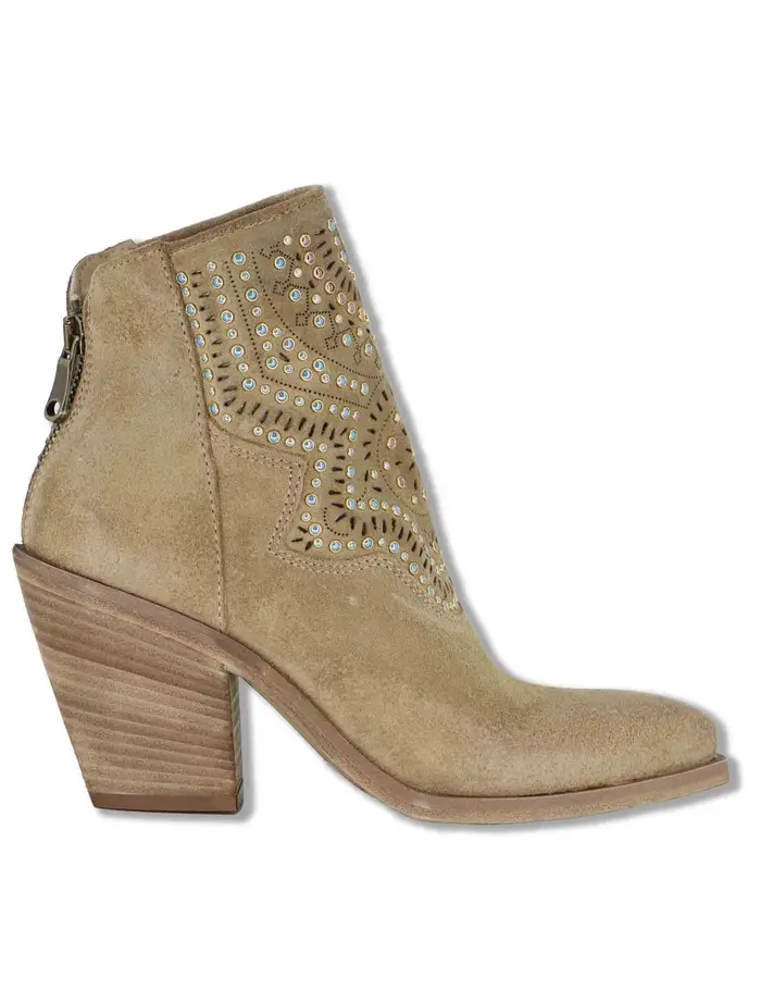 Spatarella Texani in camoscio taupe con borchie Donna SPXD2403 029