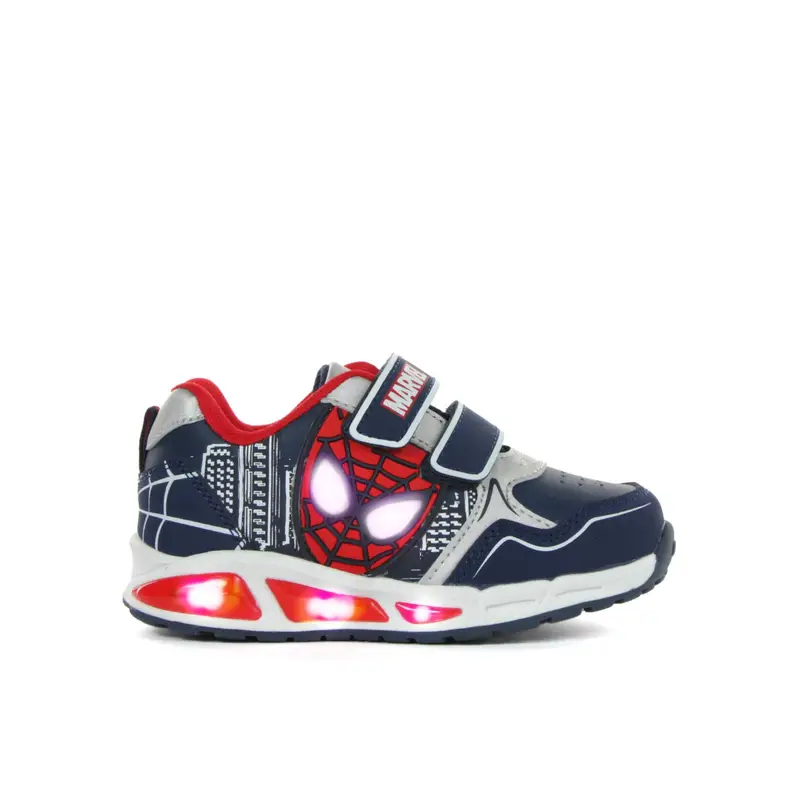 SPIDERMAN Sneakers blu da bimbo stampa cartoon con luci e strappi