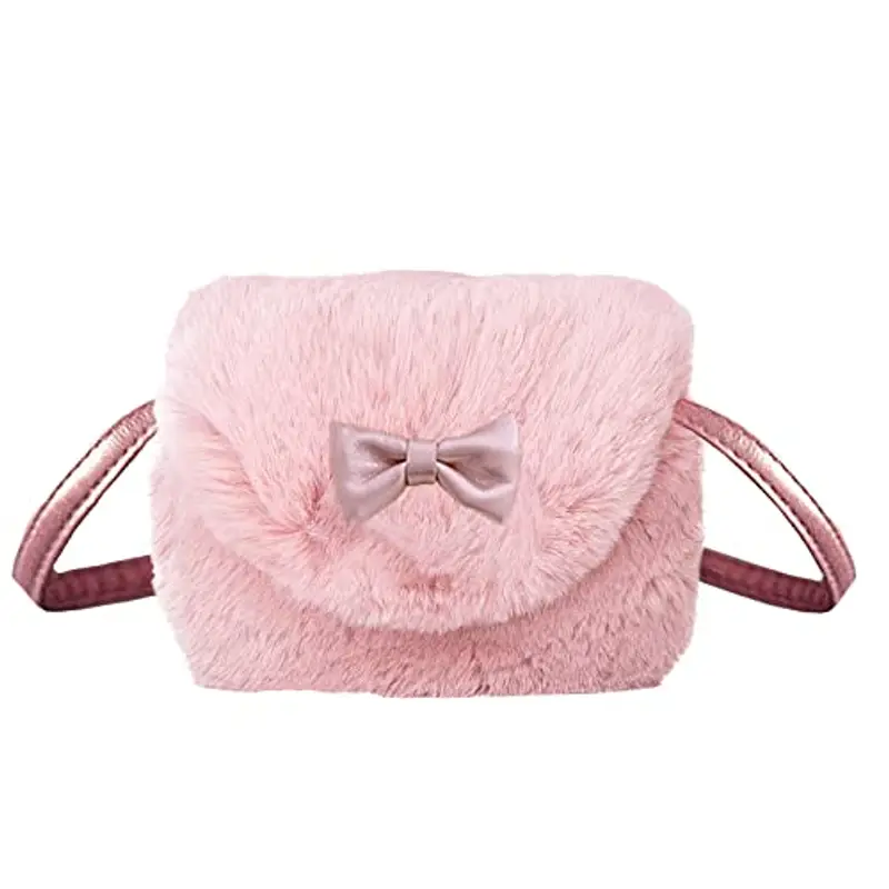 Spldsun Borsa Piccola in Peluche, Borsetta Principessa Peluche, Borsa Peluche Bambina, per Bambini 3-5 Anni, Contenitore Chiavi