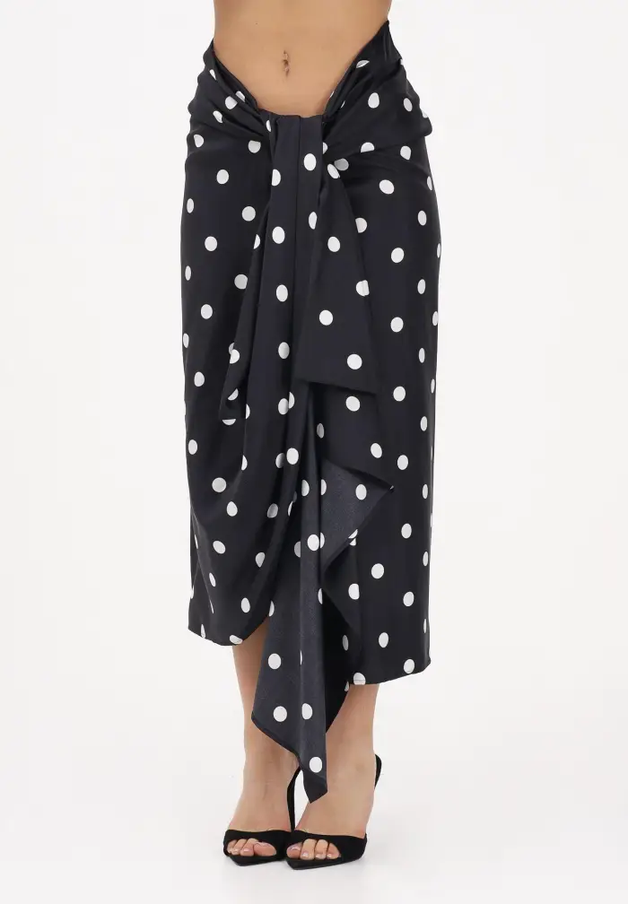 SPORTMAX Gonna midi SPXGENTILE nera da donna con stampa a pois