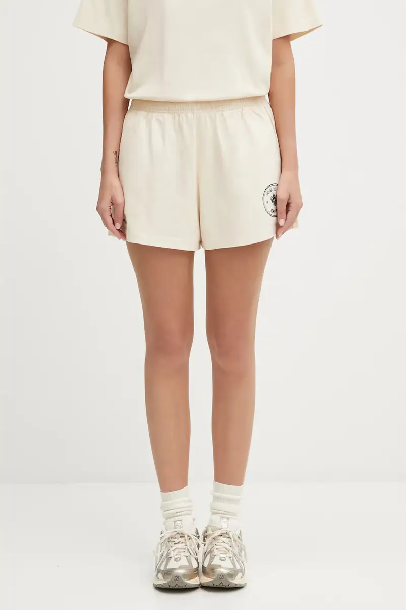 Sporty & Rich pantaloncini in cotone Eden Crest Embroidered Disco donna colore beige SH03760666CR01