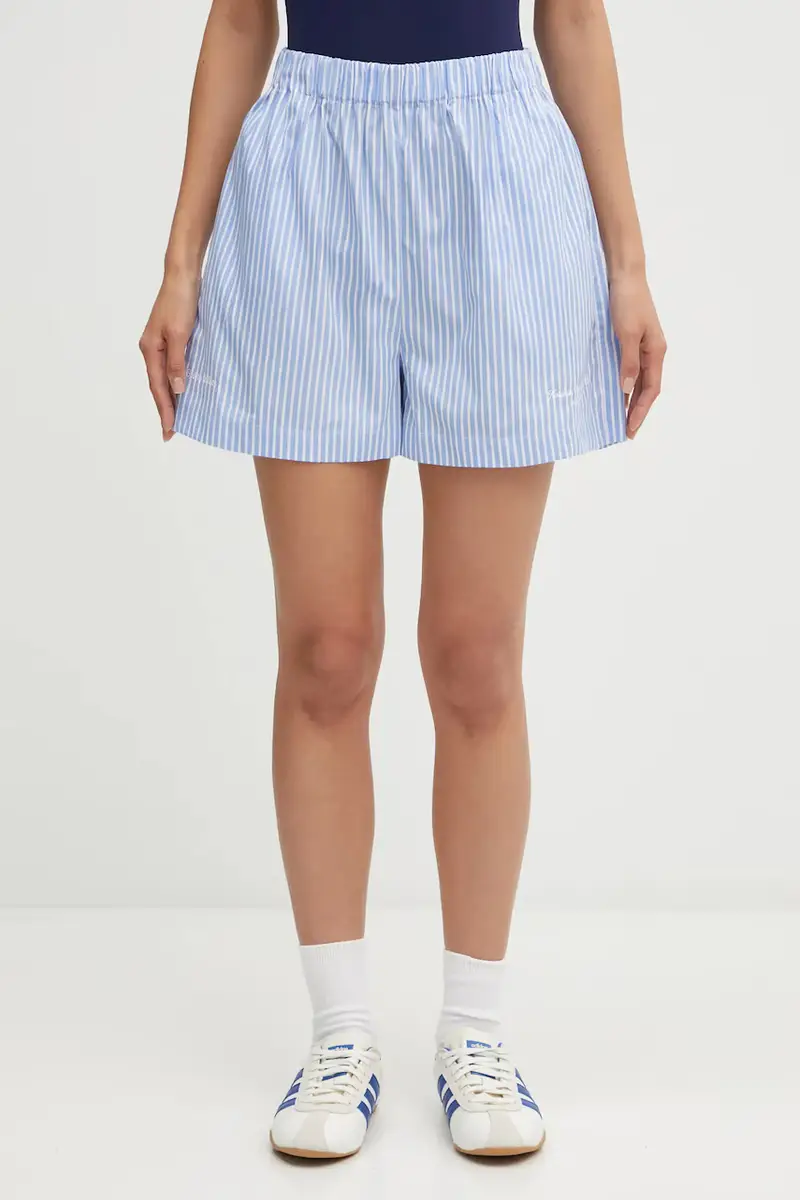 Sporty & Rich pantaloncini in cotone Eden Script Poplin donna colore blu SH01260673ST61