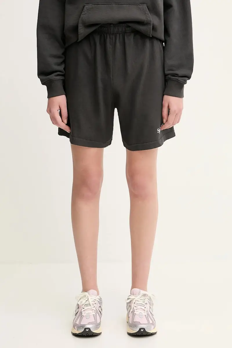 Sporty & Rich pantaloncini in cotone Hwcny Gym donna colore grigio SH039622016BA02