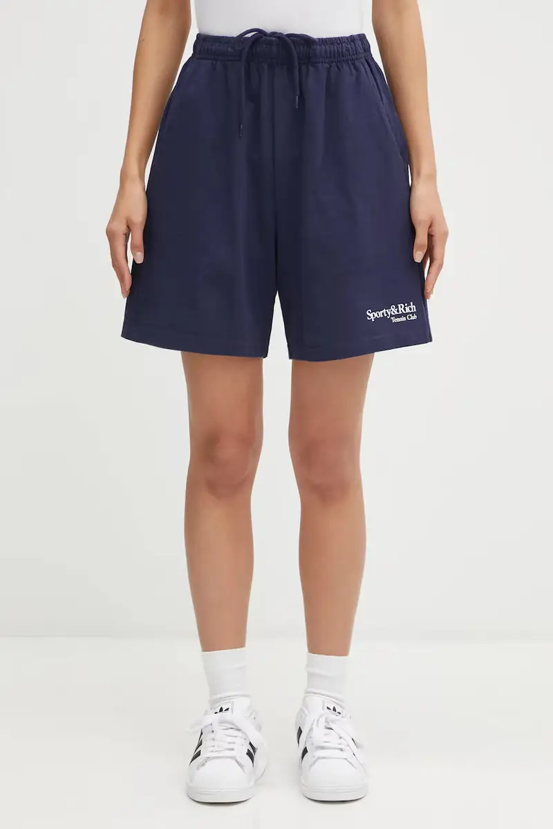Sporty & Rich pantaloncini in cotone Play Tennis Gym donna colore blu navy SH039621425BL106