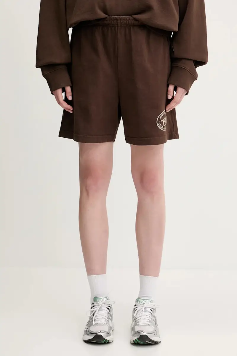 Sporty & Rich pantaloncini in cotone Riding Club Gym donna colore marrone SH039612244BR03