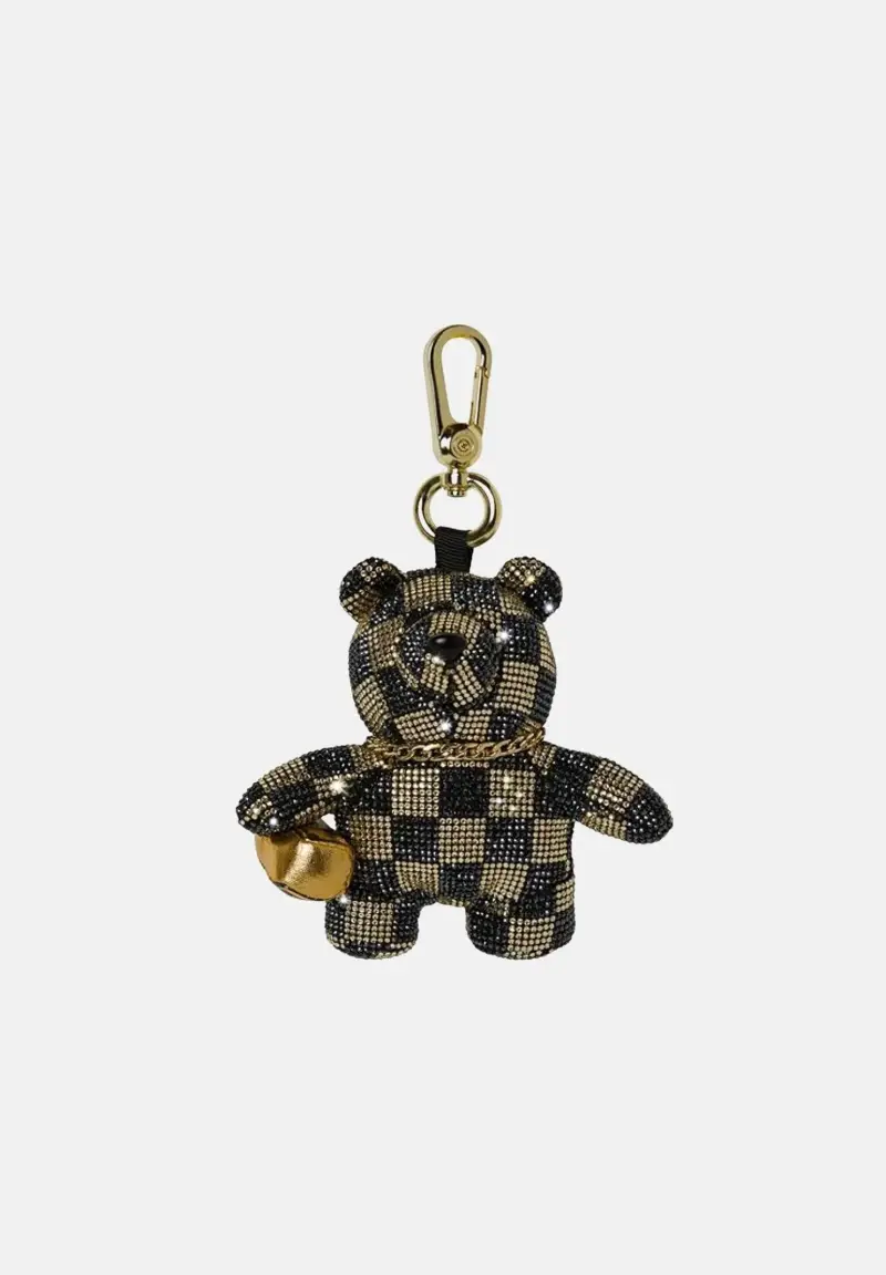 SPRAYGROUND Ciondolo GOLD AND DANGEROUS BEAR KEYCHAIN nero e oro da donna