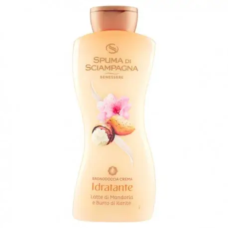 Spuma di sciampagna Benessere Idratante Bagnodoccia Crema Latte Di Mandorla E Burro Di Karite 650 Ml