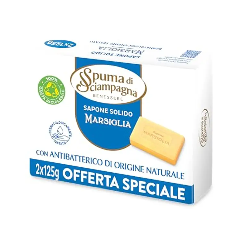 Spuma di Sciampagna Saponetta Naturale Marsiglia 2 Pezzi