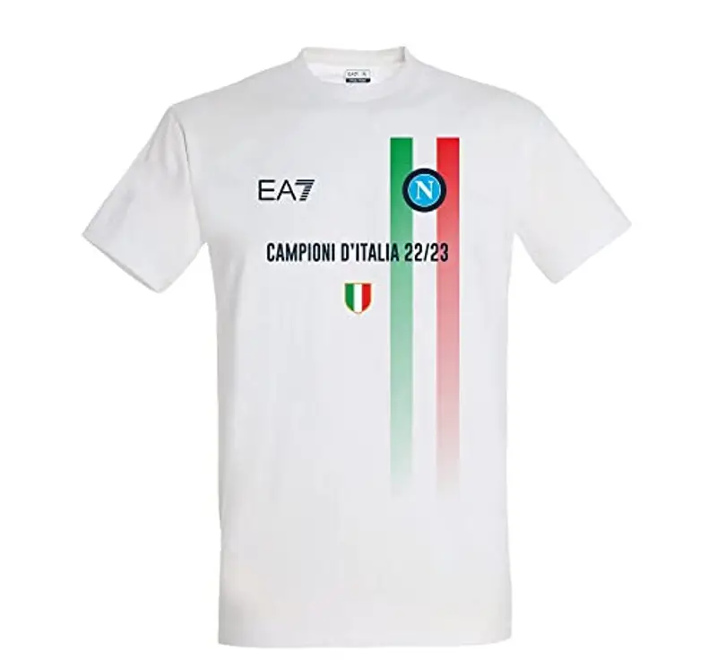 SSC NAPOLI T-Shirt CELEBRATIVA Campioni d'Italia 22/23, Adulto, 3XL, Bianco