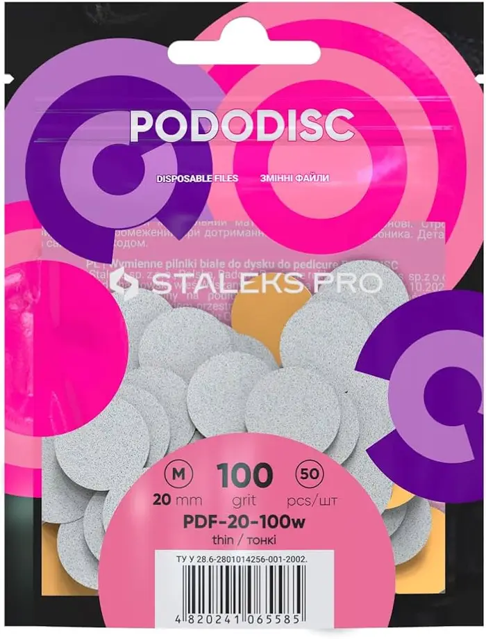 Staleks Pro M grana 100 Dischetti di ricarica bianchi per disco per pedicure - Carta abrasiva di ricambio per disco per pedicure 50 pz