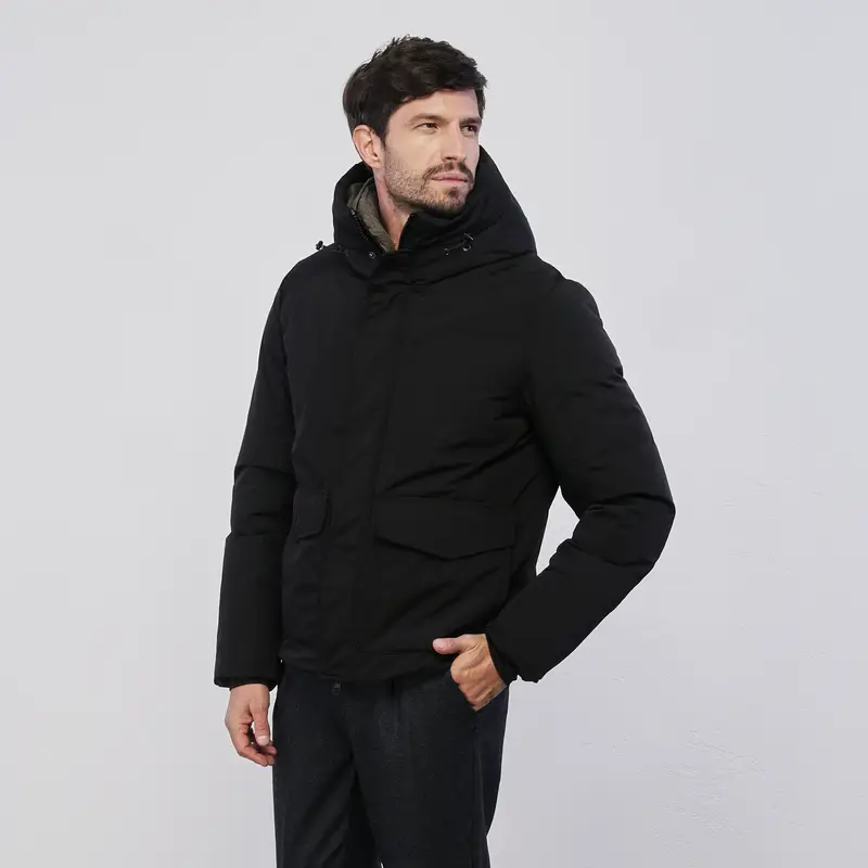 STATHAM Giacca nera da uomo con tasconi