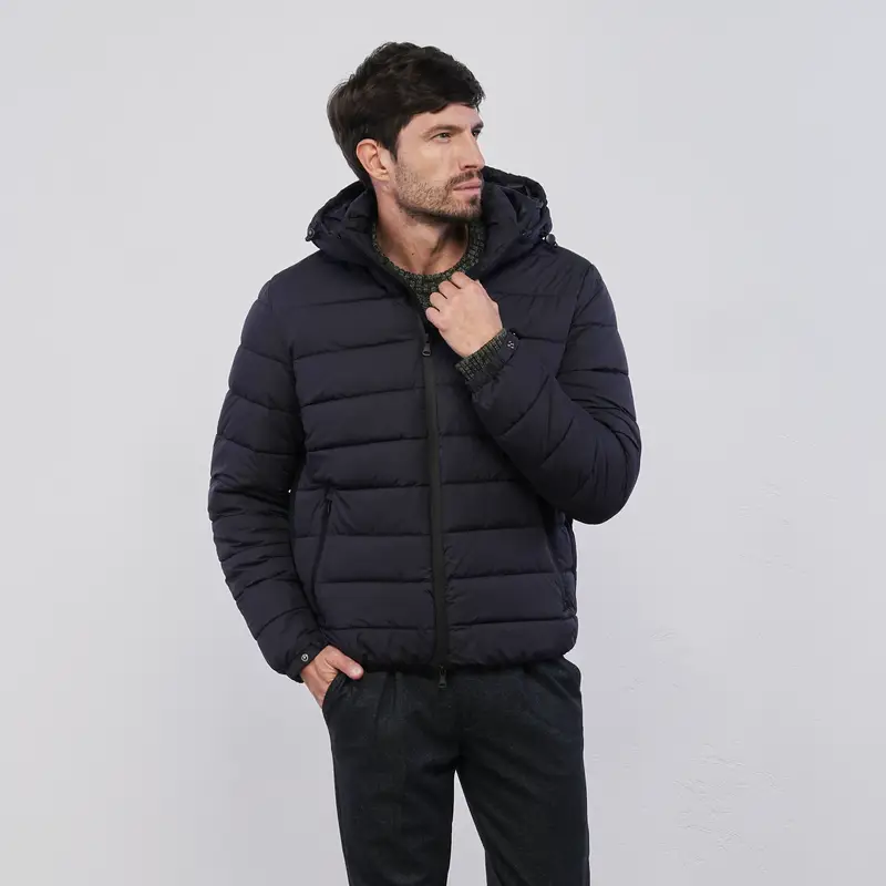 STATHAM Piumino corto blu trapuntato da uomo