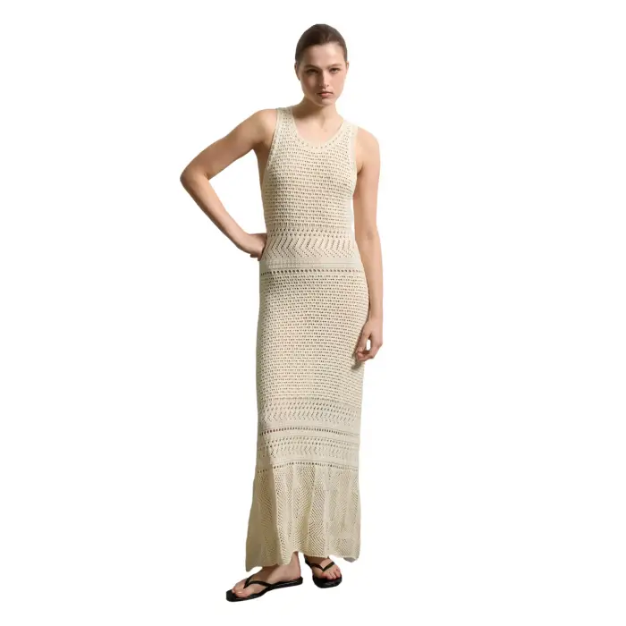Abito lungo senza maniche in cotone donna Stefanel Beige