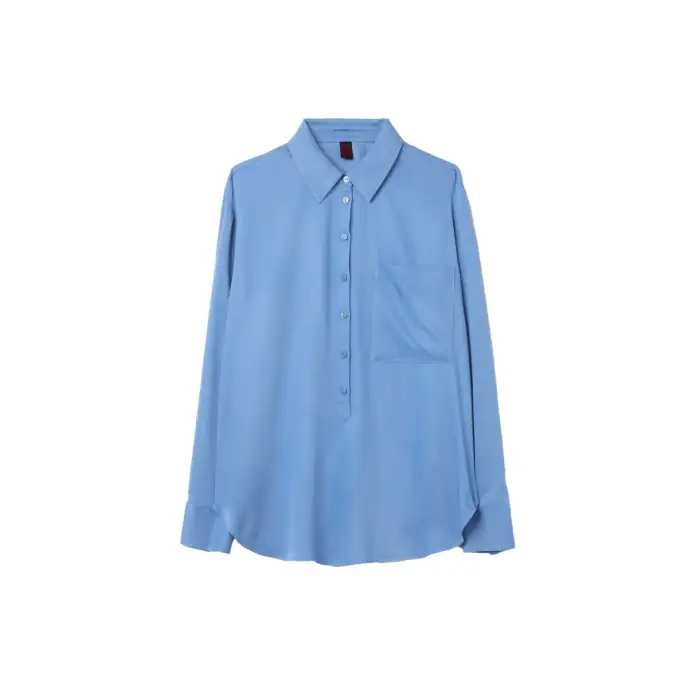 Camicia a maniche lunghe in satin donna Stefanel Bleu