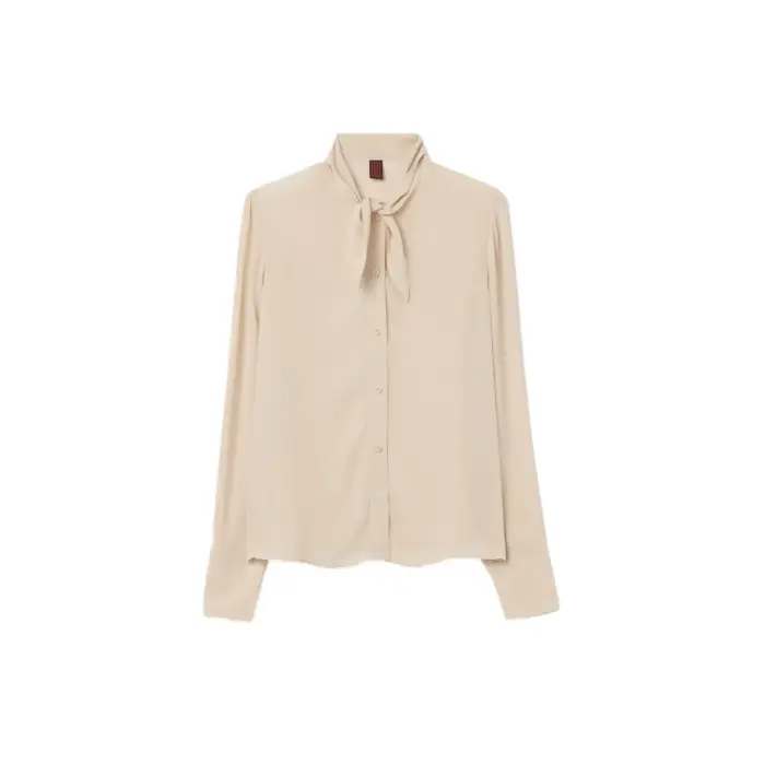 Camicia maniche lunghe con sciarpa donna Stefanel Beige