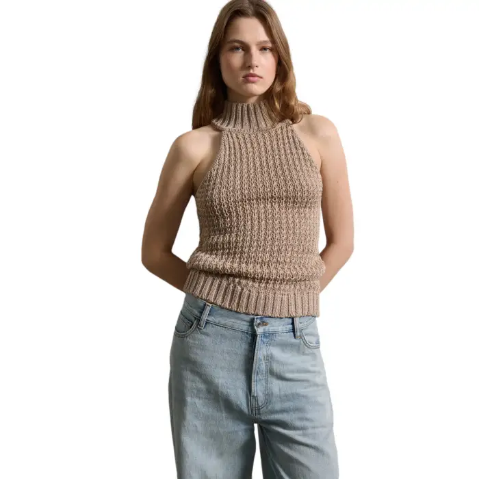 Canotta da donna in maglia Stefanel Beige