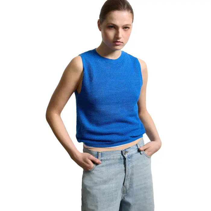 Canotta da donna in maglia Stefanel Bleu