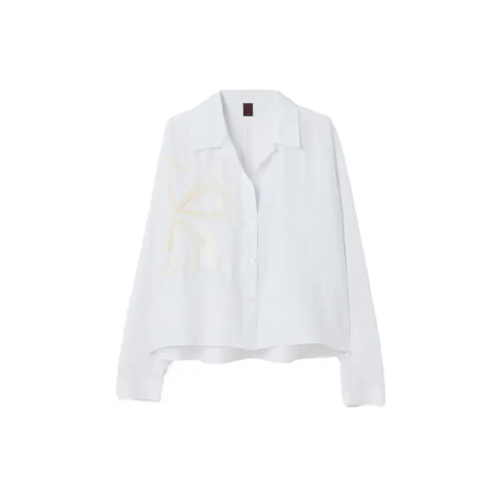 Chemisier maniche lunghe con ricamo donna Stefanel Blanc