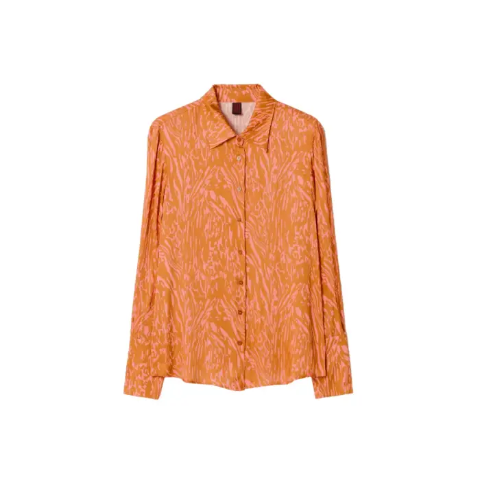 Chemisier maniche lunghe stampato in satin donna Stefanel Orange