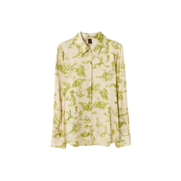 Chemisier maniche lunghe stampato in satin donna Stefanel Vert