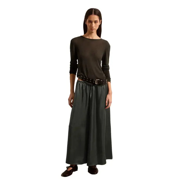 Gonna lunga in satin donna Stefanel Noir