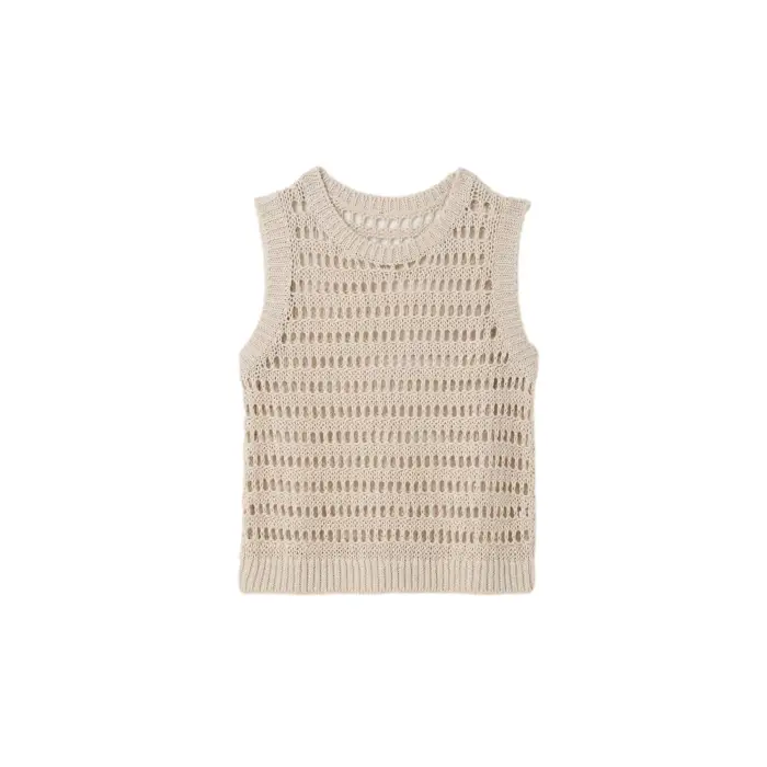 Maglione senza maniche da donna Stefanel Openwork Beige