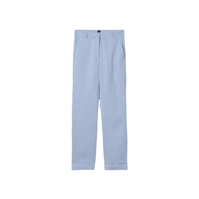 Pantaloni da donna in raso Stefanel Cigarette Bleu