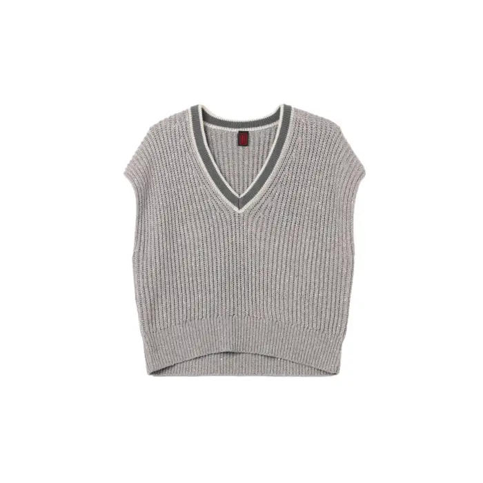 Pull senza maniche n mouliné donna Stefanel Gris