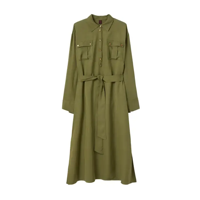 Stefanel Robe chemise con cintura donna Vert