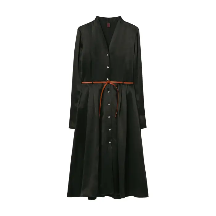 Stefanel Robe chemise in satin donna Vert