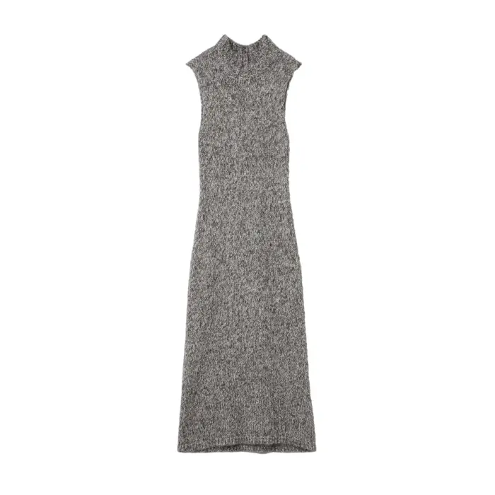 Robe lunga a maglia effetto mouliné donna Stefanel Gris