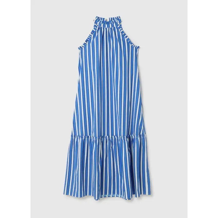 Stefanel Robe lunga a righe con volant donna Bleu