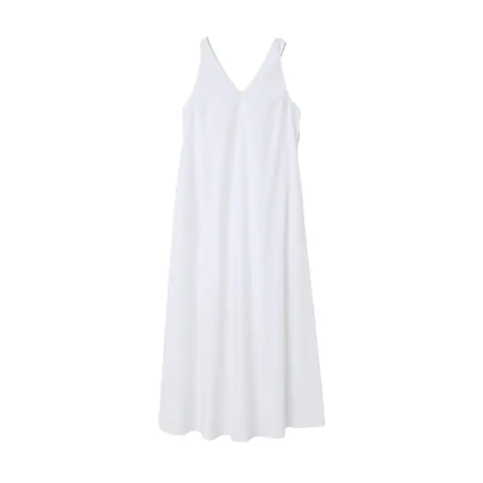 Robe lunga in popeline col V donna Stefanel Blanc