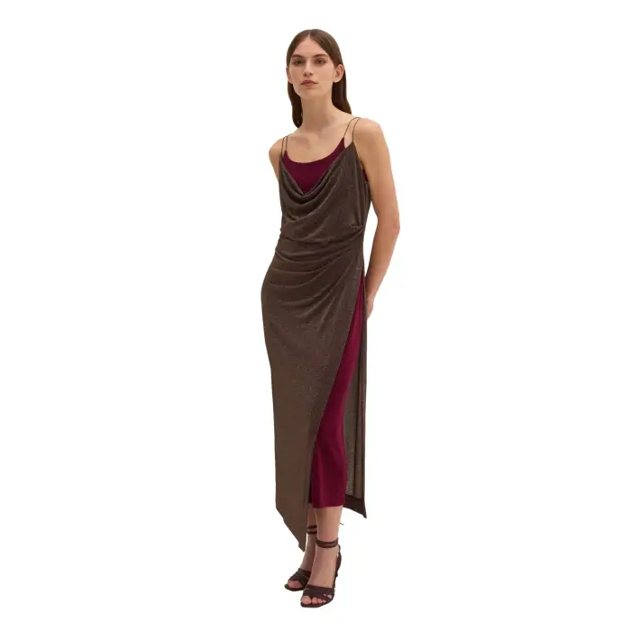 Robe nuisette con fessura maxi donna Stefanel Lurex Marron