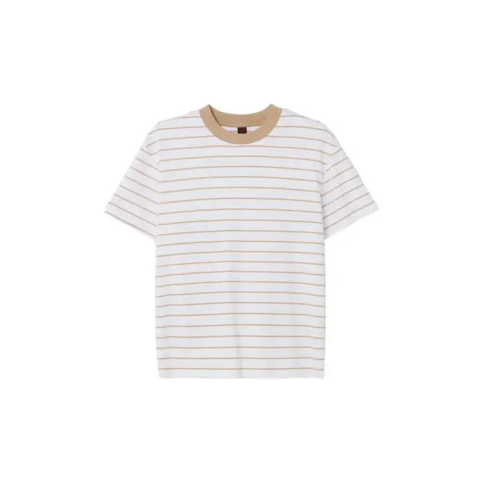 T-shirt da donna Stefanel boxy-fit striped Blanc