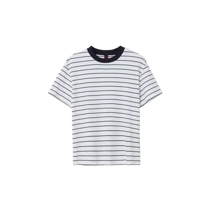 T-shirt da donna Stefanel boxy-fit striped Blanc