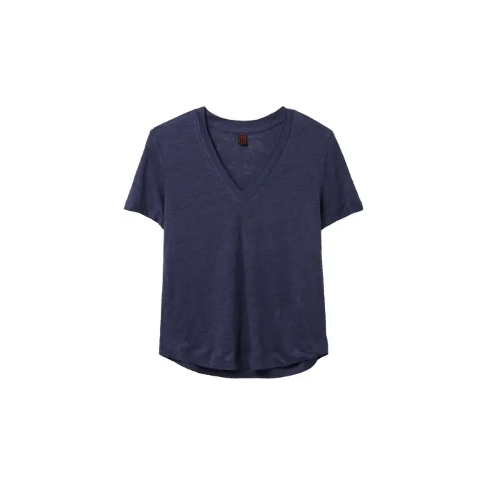 T-shirt in lino col V donna Stefanel Bleu