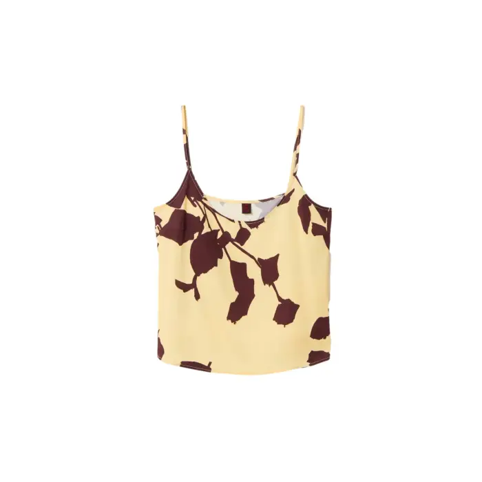 Top in Viscosa a Motivo Foglia Donna Stefanel Jaune