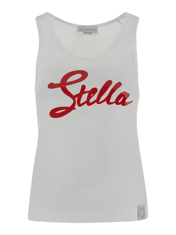 Stella Mccartney Canotta stampata in un tratto bianco