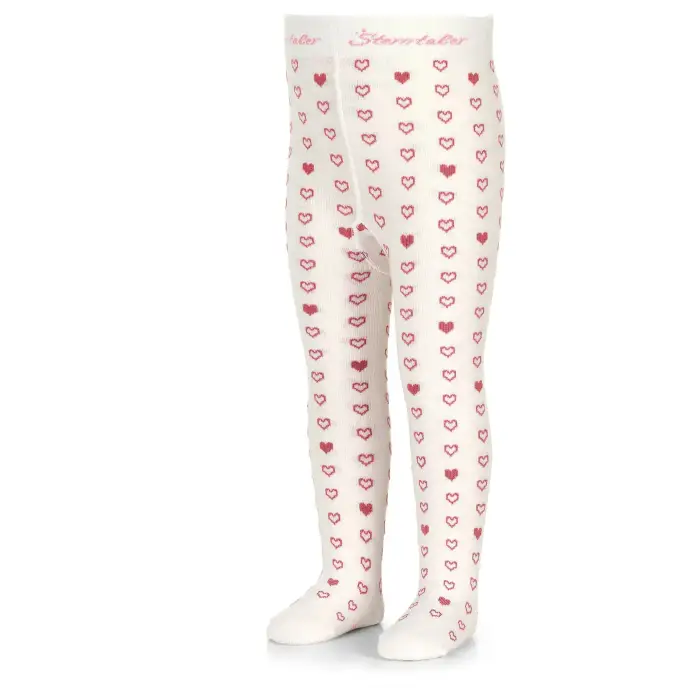 Collant con motivo di cuori per ragazza Sterntaler Blanc
