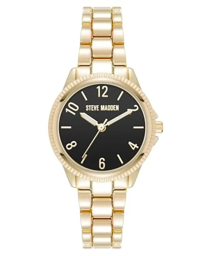 Steve Madden Orologio da donna, Nero/Oro