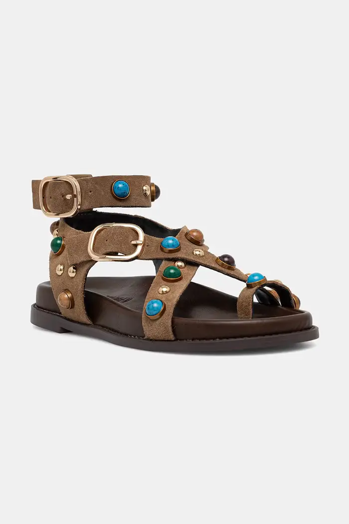 sandali da donna in scamoscio Linear Beige