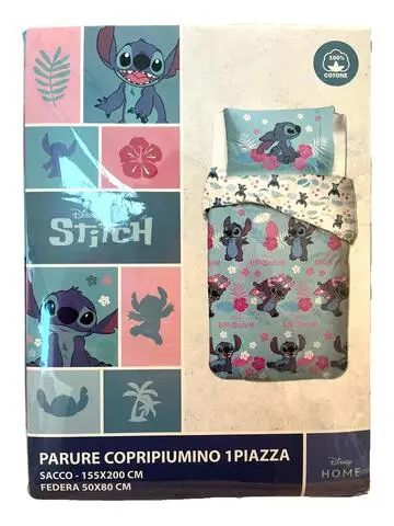 STITCH PARURE COPRIPIUMINO COTONE DISNEY BAMBINA 1 PIAZZA