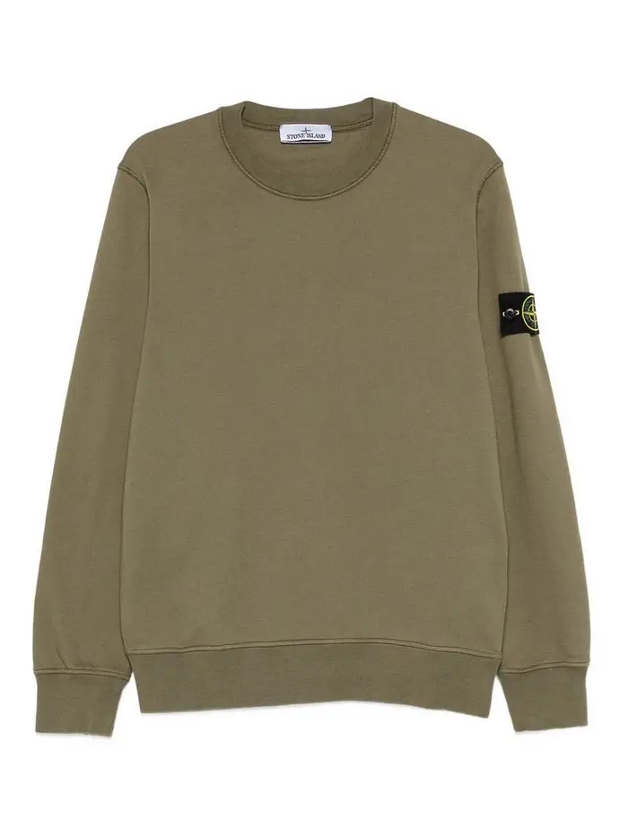 Stone Island Felpa Girocollo In Cotone Verde