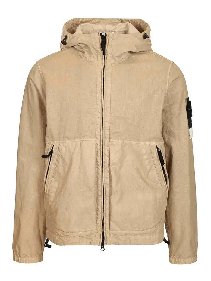 Stone Island Giacca in nylon dall aspetto organico Beige
