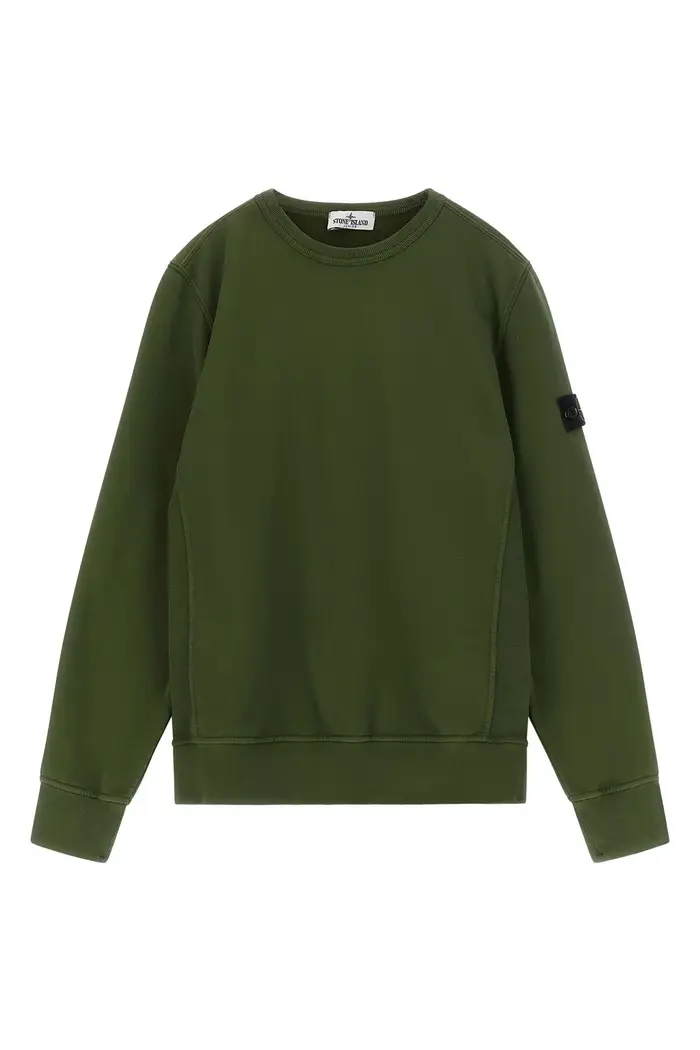 STONE ISLAND JUNIOR Felpa Badge Logo Verde