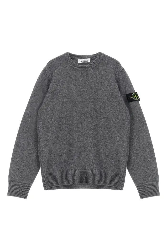 STONE ISLAND JUNIOR Maglione Badge Logo Grigio