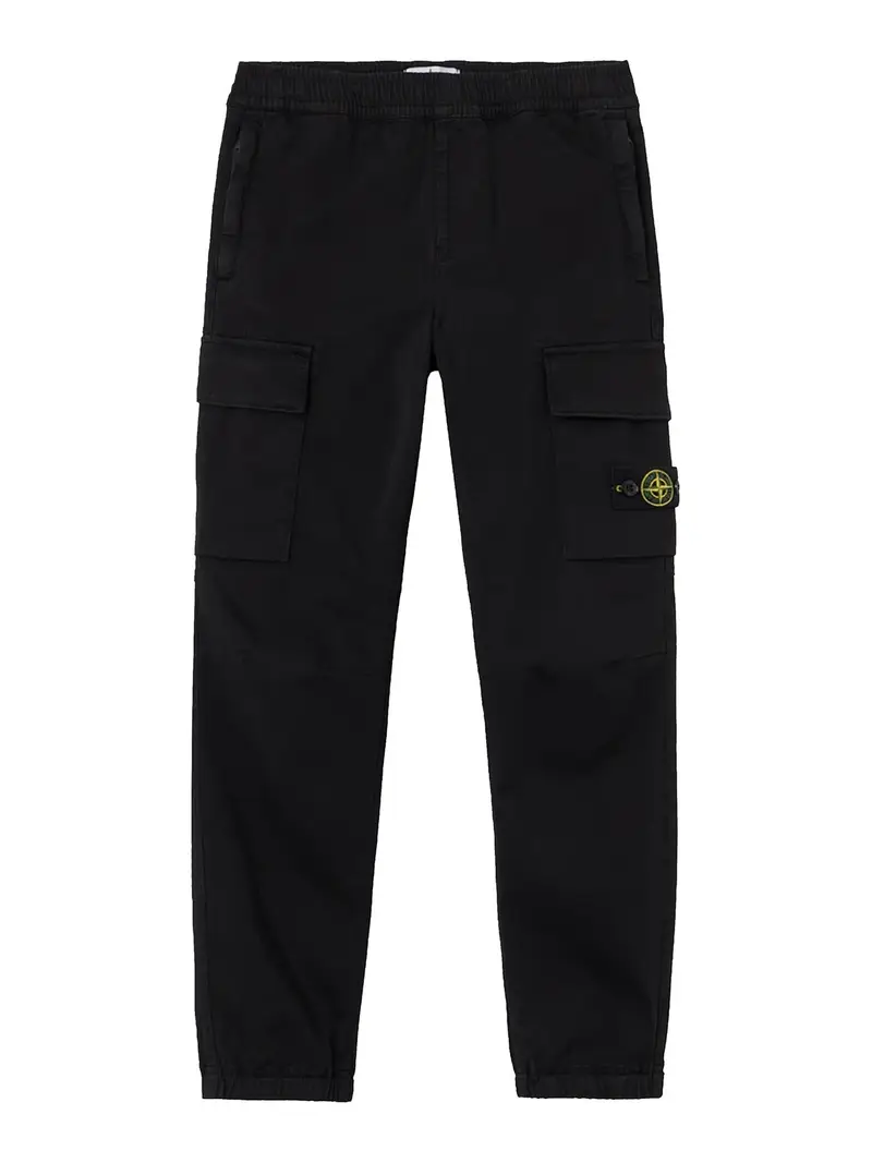 Stone Island Junior Pantalone Cargo Con Logo Nero