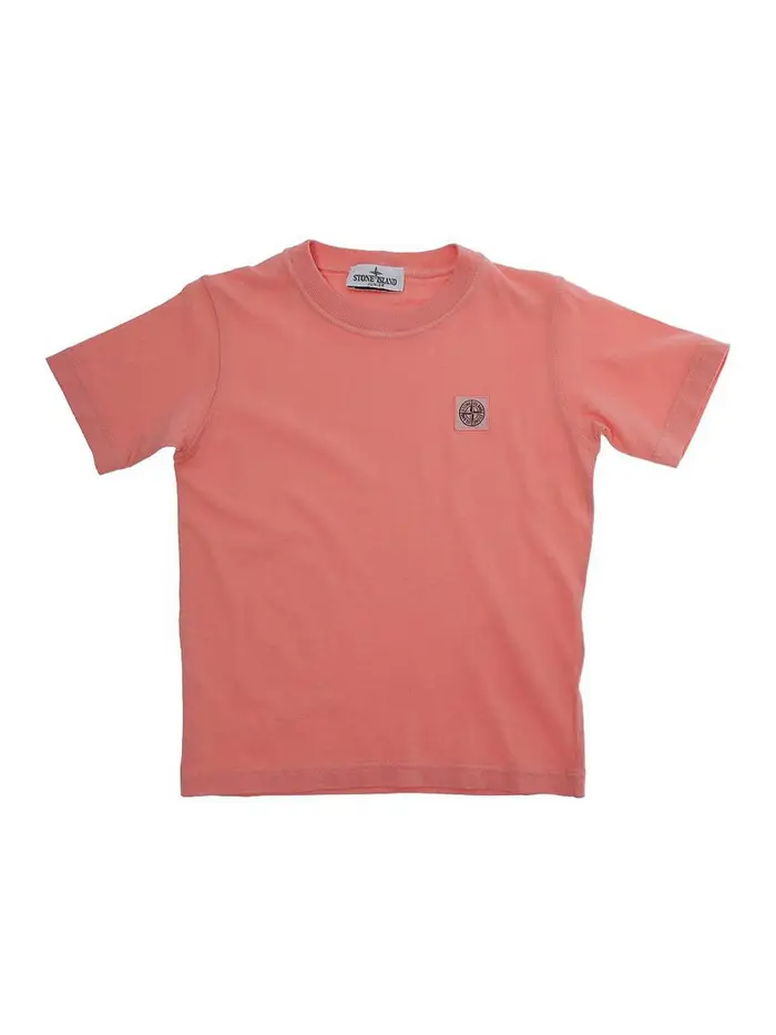 Stone Island Junior T-Shirt Con Applicazione Logo Color Carne E Neutri