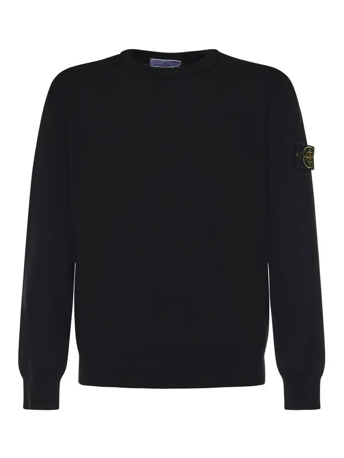 Stone Island Maglia In Cotone Con Logo Nero